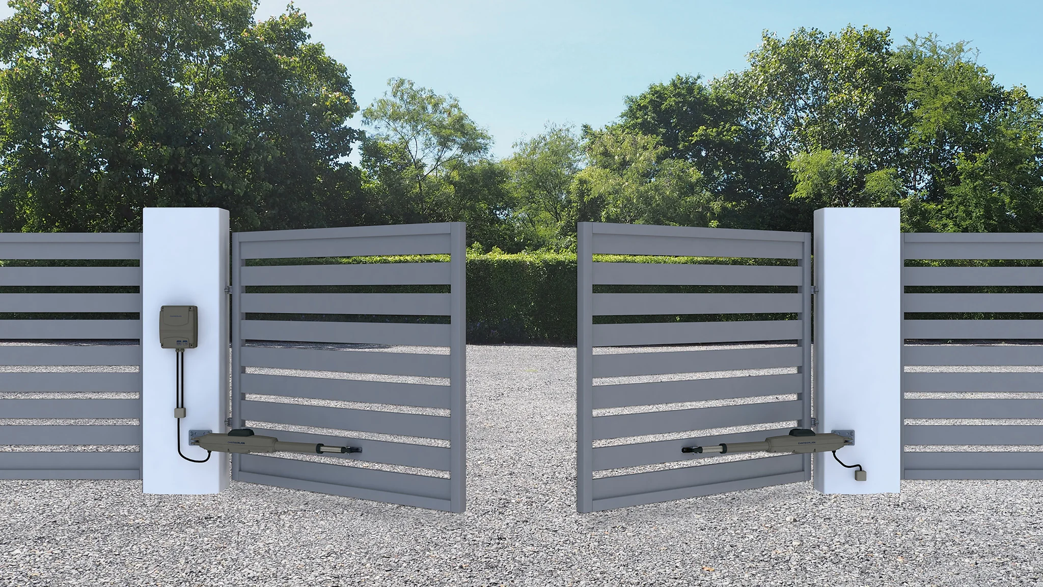 Drehtorantrieb für ein- und zweiflügelige Standard-Drehtore inkl. Design-Handsender und Infrarot Lichtschranken-Set - Image 3